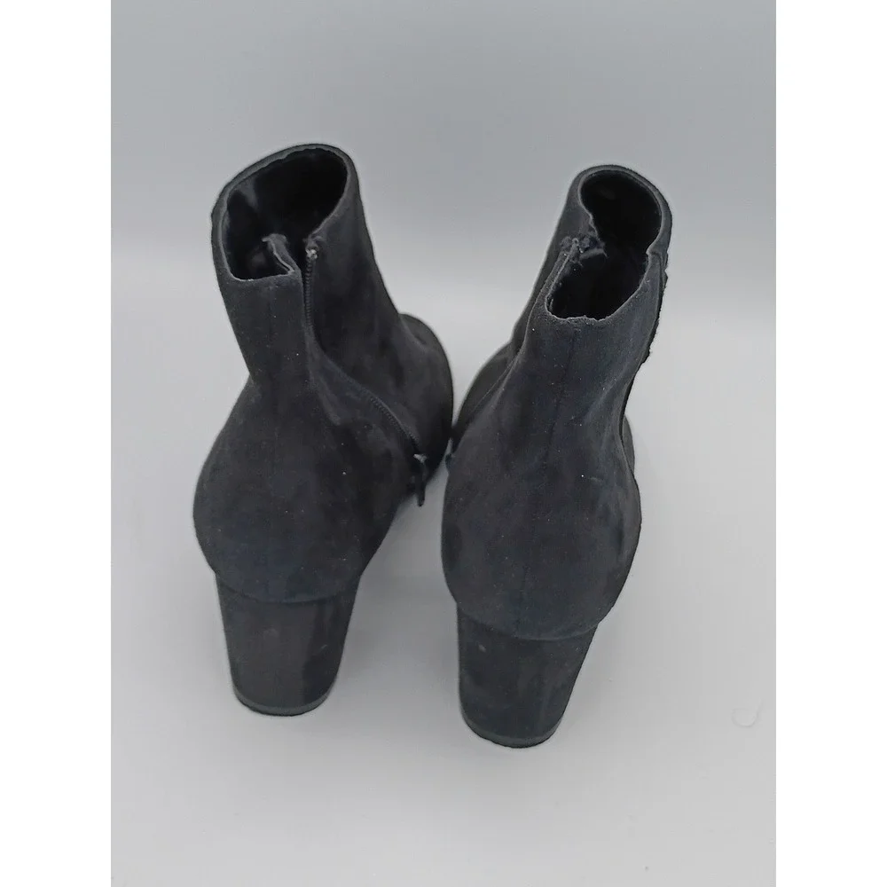 Bamboo Women Floral Embroidered Ankle Boots Black 7.5 Block Heel Boho